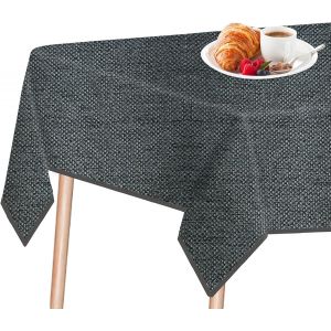 SJZG-Nappe Anti-Taches Lavable,Nappe De Table Aspect Lin Nappe Rectangulaire,Nappe Imperm&eacute;able,Pour Salle &Agrave; Manger Jardin F&ecirc;te Mariage Ou Maison (Gris Fonc&eacute;, 100X140Cm) - Neuf