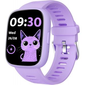 JGD-Montre Intelligente pour Enfants avec localisateur GPS (iOS Uniquement), Montre Sportive avec Compteur de Pas et Suivi du Sommeil, &eacute;tanche IP68, Jeux de r&eacute;flexion, pour Filles 5-12 Ans - Neuf