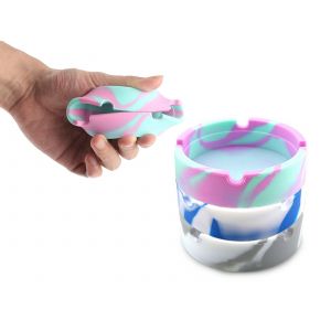 Lot de 3 cendriers en silicone &agrave; 4 emplacements - Motif camouflage - Neuf