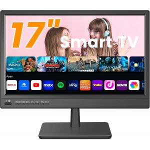 MEVRONISSHOP-Smart TV de 17"",Petit t&eacute;l&eacute;viseur avec entr&eacute;e HDMI,Tuner num&eacute;rique int&eacute;gr&eacute;/Prend en Charge USB Mural pour Chambre &agrave; Coucher, Cuisine,Camping&iquest;T&eacute;l&eacute;commande Incluse (Noir) - Neuf