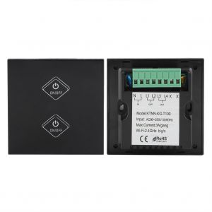 HJLIAN Interrupteur tactile intelligent sans fil a 2 voies, compatible avec Alexa et Google Home, AC90-250 V, noir - Neuf