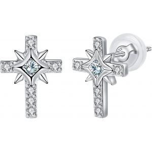 Kal-Boucles D'oreilles Asym&eacute;tries Femme Argent Sterling 925 Boucles D'oreilles Ange Et Diable Avec Zircones Original Bijoux Cadeaux Pour Femmes &Eacute;pouse Amie M&egrave;re - Neuf