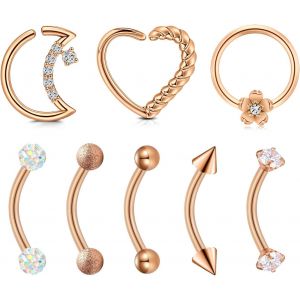 Nbgcm-Incaton 16g Acier Inoxydable Tour Boucles D'oreilles En Forme De Coeur Lune Daith Tragus Cartilage Boucle D'oreille Piercing Perle Courbe Barbell Piercing Des Sourcils Bijoux - Neuf