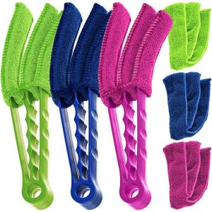 Pack de balai pour volets de climatiseur avec 3 manches microfibre, outil collecteur de poussi&egrave;re et chiffon nettoyant pour volets de fen&ecirc;tre, climatisation et a&eacute;ration automobile - Neuf