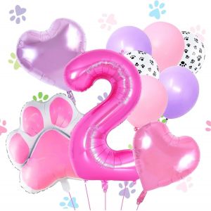 SJZG-Ballons De Patte De Chien, Ballons En Aluminium De Patte De Chien, D&eacute;coration D'Anniversaire Chien, Chien Ballon Helium, Deco Ballon Anniversaire 2 An Filles, Deco Anniversaire Dog - Neuf