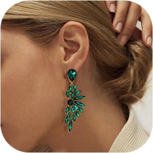 Drop Earrings Large Drop Earrings Crystal Pendant Wing Shape Rhinestone Earrings Wedding Earrings Women Costume - Neuf