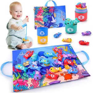 JGD-Jeux Montessori P&ecirc;che a la Ligne Enfant 1 2 3 Ans Fille Gar&ccedil;on,Jouet Bebe 1 an Jouet B&eacute;b&eacute; 6 7 8 9-18 Mois Cadeau Bebe 1 an Cadeau Enfant 1 2 3 Ans - Neuf