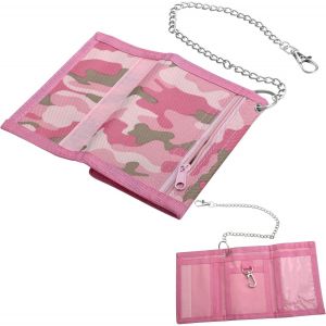 CAUC-Portefeuille Fin RFID Portefeuille de Sport 4,72 x 3,15 x 0,39 Pouces Bourse &agrave; Trois Volets Porte-Monnaie de Voyage Portefeuille en Toile avec Fermeture &Eacute;clair pour Gar&ccedil;ons (Camouflage Rose) - Neuf