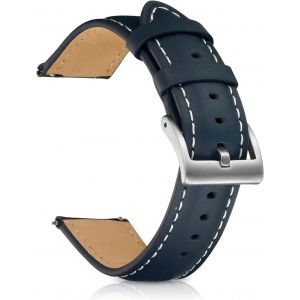 Bracelet 20 Mm 22 Mm, Bracelet En Cuir Boucle En Acier Inoxydable, Bracelet De Montre Souple Et Confortable Pour Homme Et Femme - Bleu Fonc&eacute;[Bra575440] - Neuf