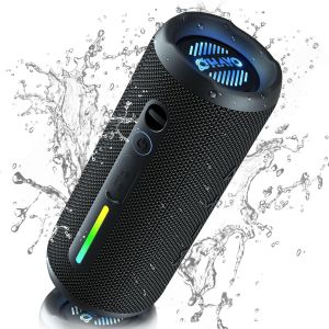 Enceinte Bluetooth Puissante 24W - Haut Parleur Bluetooth 5.3 Portable Ipx7 Étanche, 30H Autonomie, Bass Boost, Led & Aux/Tf Card - Pour Fête/Plage/Voyage - Neuf