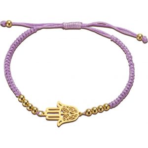 Kal-Fatima Main Bracelet Pour Femmes Hommes En Acier Inoxydable Hamsa Main De Fatima Avec Une Perle Tress&eacute;e Color&eacute; Bracelet R&eacute;glable Talisman Bijoux Cadeau - Neuf