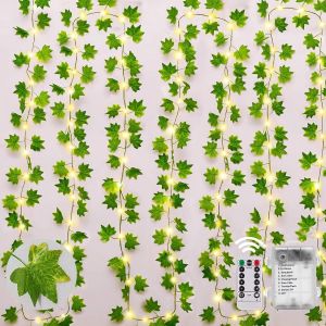 BHHBB-Guirlande Lumineuse 10M 100 LED Lierre Artificiel Guirlande Alimenté par Pile avec Télécommande, 8 Modes Étanche Lumiere Noël pour Chambre Aesthetic Mariage Intérieure Extérieure Décoration - Neuf