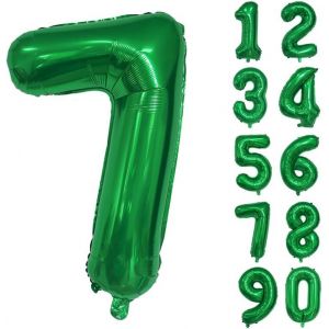 SJZG-Ballon G&eacute;ant En Aluminium En Forme De Chiffre Pour D&eacute;coration De F&ecirc;te D'Anniversaire, Nouvel An, F&ecirc;te Pr&eacute;natale, Anniversaire De Mariage (Vert, 7) - Neuf