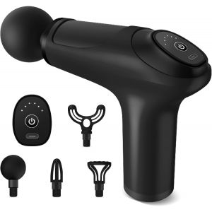 Pistolet De Massage Musculaire, Mini Massage Gun Des Tissus Profonds, Masseur De Muscle 4 T&ecirc;tes 6 Vitesses, Masseur Des Tissus Profonds Pour Soulager Douleurs Et Raideurs Musculaires - Neuf