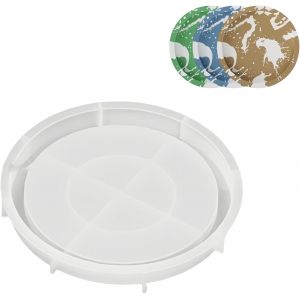Moule &Agrave; Plateau, 21 Cm Moules Silicone Resine Epoxy Plateau, Rond Moule Silicone Plateau Rond, Avec Rainure, Convient Pour Sous-Verre, Plateau &Agrave; Th&eacute; Aux Fruits - Neuf