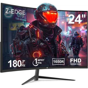 lbgwp60-Z-Edge Ecran Pc Gamer Incurvé 24'' 180 Hz/165 Hz/144 Hz, Fhd(1920X1080), 1Ms Mprt, Freesync, Moniteur Gaming Avec Dp Câble, 1650R Va, 300Cd/M², Hdmi 2.1& Dp 1.4, Inclinaison Réglable, 178° An - Neuf