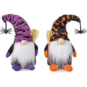 Lot de 2 nains de jardin en peluche pour Halloween, décoration de sorcière scandinave suédoise - Neuf
