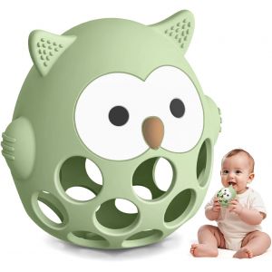 Anneau De Dentition En Silicone Alimentaire Pour B&eacute;b&eacute; En Forme De Chouette,Jouets &Agrave; M&acirc;cher Faciles &Agrave; Saisir Pour L'autisme,Jouet De Dentition Apaisant Sans Bpa Pour B&eacute;b&eacute;s 3 6 9 12 18 Mois,Vert - Neuf