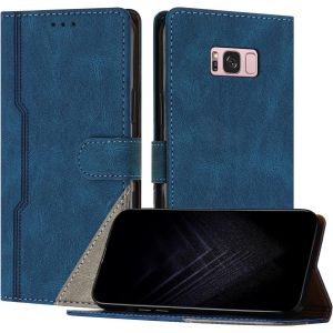 KAL-&Eacute;tui Pour Samsung Galaxy S8 Plus, Housse En Cuir Pu Avec [Protection Antichoc Tpu] [Fonction Support] [Porte-Cartes ] Antichoc Magn&eacute;tique Coque Pour Galaxy S8 Plus - Bleu - Neuf