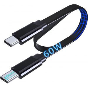 C&acirc;ble Plat Usb C Vers Usb C Pd Charge Rapide 60W 3A C&acirc;ble [10Mm Connecteur] Pour Oukitel Wp20 Wp18 Wp17 Wp10 Wp5 Pro;Doogee V10 S98 S97 S96 S95 S59 S58 S86 S88 Plus/Pro T&eacute;l&eacute;phone Incassable - Neuf