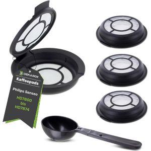Kal-Lot De 4 Dosettes De Café -Filtre Permanent À Remplir -Pour Melitta 180424 -Avec Cuillère À Café En Poudre -Pour Toutes Les Machines À Café Senseo Hd7800 À Hd7874 - Neuf