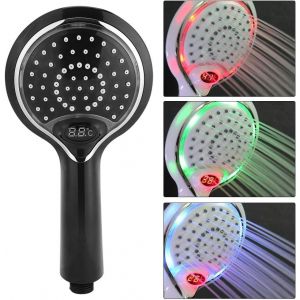 CHECARZHN--NO1-Pommeau Douche Led, 3 Couleurs Douchette À Main Avec Affichage La Température Douchette Couleur Pommeau Douche Numérique Basse Pression Pour Répondre À La Plupart Des Besoins Salle De - Neuf