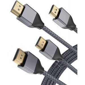 ERYI-Câble Hdmi 8K 60Hz 1M 2 Pack,Cordon Hdmi 2.1 Ultra Haute Vitesse 48Gbps 7680P Avec Dolby Vision Pour Apple Tv,Samsung Qled,Sony Lg,Ps4,Ps5,Xbox One Series X Earc Hdr Hdcp 2.2 2.3,4K 120Hz 144Hz - Neuf