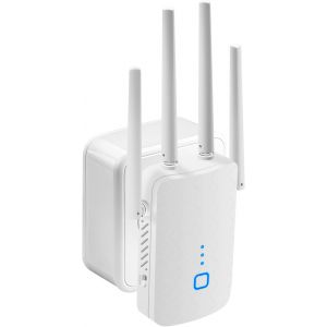 KALANKA-Répéteur WiFi Puissant, 1200Mbps Amplificateur WiFi sans Fil Puissant 5GHz&2.4GHz avec WPS, 4 Antennes WiFi Booster Compatible avec Toutes Les Box, Couverture jusqu'à 200m² et 35 appareils - Neuf
