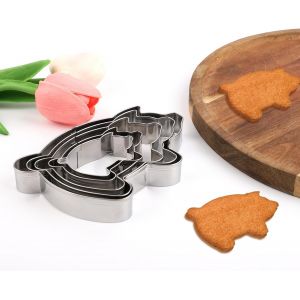 Subzonal-Lot De 5 Emporte-Pi&egrave;ces En Forme Cochon, 5 Tailles En Acier Inoxydable Pour Biscuits Pain Mexicain Ustensiles De P&acirc;tisserie Mexicains Pratiques (Argent) - Neuf