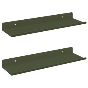 vidaXL &Eacute;tag&egrave;re Murale avec &eacute;tag&egrave;re 2 pcs Vert olive 30 x 9 x 2,5 cm - Neuf