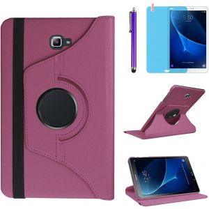 LORANKA-&Eacute;tui Housse Coque pour Samsung Galaxy Tab A 10.1 Pouces 2016 (SM-T580 SM-T585) - 360 degr&eacute;s Rotation Full Protection Kickstand Case Cover,avec Un Stylo,&Eacute;cran Film (Purple) - Neuf