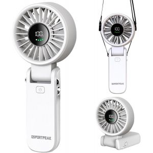 Ventilateur Portable &iquest;&iquest; Main, ventilateur portable avec &iquest;&iquest;cran LED [refroidissement maximum 12 heures] 4000 mAh, pli&iquest;&iquest; &iquest;&iquest; 180 &iexcl;&atilde;,5 vitesses,lani&iquest;&iquest;re,?ventail 3-EN-1 Main/Bureau/Cou pour Ext&iquest;&iquest;rieur - Blanc - Neuf