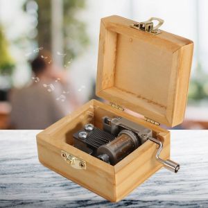 Boite a musique vintage en bois, decoration en metal, boite a musique a manivelle, cadeau artisanal (Dauphin) - Neuf