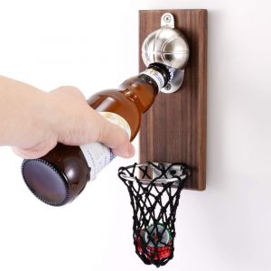 Décapsuleur Magnétique En Forme De Basket-Ball, Décapsuleur Mural En Bois Avec - Neuf