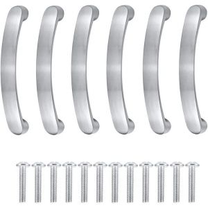 6 pièces Poignée de Meuble Cuisine Entraxe de Trous 96mm Poignée Tiroir Argent Poignée Placard Cuisine Poignee Meuble Armoire Porte Poignées Poignée de Porte de Meuble avec Vis - Neuf