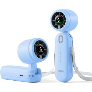 Diveblues iTurbo Ventilateur portable, vitesse élevée de 9 m/s, 5 vitesses, affichage LED, 3en1, portable, de cou et de table, mini ventilateur pour les voyages, la plage, le travail et l'extérieur - Neuf