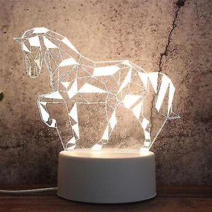 Veilleuse Led 3d Cheval G&eacute;om&eacute;trique &iquest; Lampe D&eacute;corative Tricolore Pour Maison, Chambre D'enfant, Caf&eacute; Et Plus Encore - Neuf