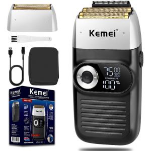 Rasoir À Barbe Pour Homme, Rasoir Électrique Rechargeable Avec Tondeuse À Barbe Sans Fil En Feuille De Titane Au Lithium Avec Étui De Voyage - Neuf