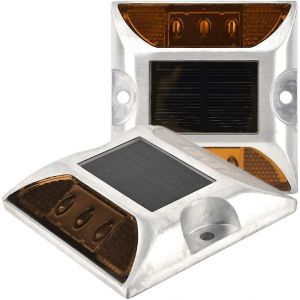 2 Lumières De Terrasse Solaires,6 Lumières De Pelouse Solaires À Goujon De Route Led Éclairage De Sécurité Pour Les Allées De Jardin - Neuf