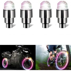 4pcs Coloré Clignotant Éclairage Led Pour Vélo Moto Voiture En Aluminium De Pneus À Air Bouchon De Valve De Roue De Décoration - Neuf