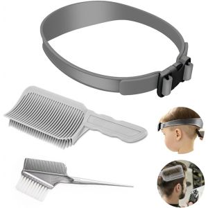 3 Pi&egrave;ces Outil De Coupe Professionnel,Bande De Coupe De Cheveux Courb&eacute;e En Silicone,Guide De Coupe De Cheveux R&eacute;glable,Peigne De Coiffure,Pinceaux De Coloration De Cheveux - Neuf