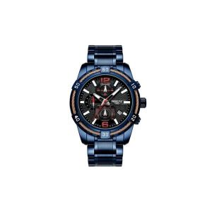 Montre Chronographe Sport &Agrave; Quartz Grand Cadran - Bleu - &Eacute;tanche, Acier Inoxydable, Cadran 46 Mm, R&eacute;sistance &Agrave; L'eau 3 Bars - Neuf