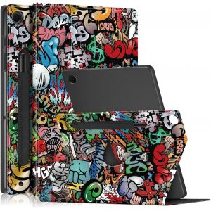 Étui Rotatif Pour Samsung Galaxy Tab A9+ Plus Case 11 Inch 2023 - Pu Leather Smart Cover De Protection Avec Porte-Stylo Et Rotation À 360 Degrés Veille/Réveil Automatique,Graffiti[Coq9120324] - Neuf