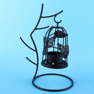 Bougeoir en fer forge, branche metallique, bougeoir pour bougie chauffe-plat, decoration de jardin (noir) - Neuf
