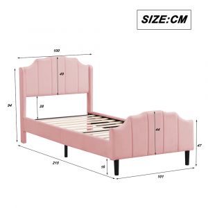 Lit cabane lit capitonn&eacute; lit 90 x 200 cm cadre de lit pour enfant avec t&ecirc;te de lit lit rembourr&eacute; lit d'appoint velours rose - Neuf