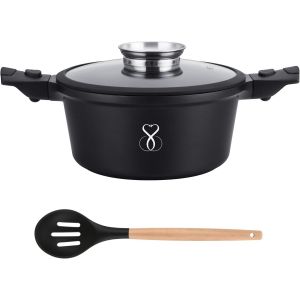 Subzonal-Casserole Po&ecirc;le 28cm Super Anti Adh&eacute;sive Haute Qualit&eacute; | Acier & Aluminium Fondu | Manche Amovible | Compatible Induction Tous Les Feux Et Fours | Sans Pfoa Couvercle + Cuill&egrave;re Cuisine - Neuf