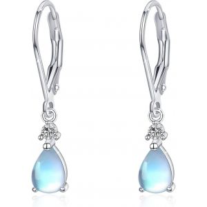 Chenquansarl-Boucles D'oreilles En Forme De Goutte Arc-En-Ciel Avec Pierre De Lunette Ovale En Argent Sterling 925 Pour Femmes Adolescentes Avec Bo&icirc;te Cadeau - Neuf
