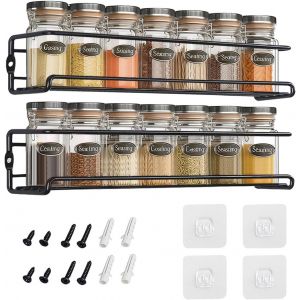 Kal-&Eacute;tag&egrave;re &Agrave; &Eacute;pices &iquest; Support Mural En Acier Inoxydable &Agrave; Suspendre Pour L'int&eacute;rieur De L'armoire, Adh&eacute;sif Pour &Eacute;pices Et Condiments, Bocaux - Neuf