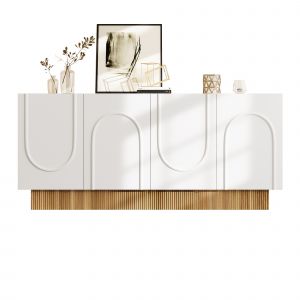 Buffet &agrave; 4 portes, dot&eacute; de multiples compartiments pratiques pour un rangement organis&eacute; - Neuf