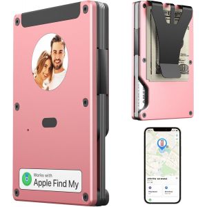 Porte Cartes Homme Femme,Portefeuille Homme Airtag,Rfid Slim Wallet Avec Puce Airtag Int&eacute;gr&eacute;e Photo/Texte/Diy Personnalis&eacute; - Neuf